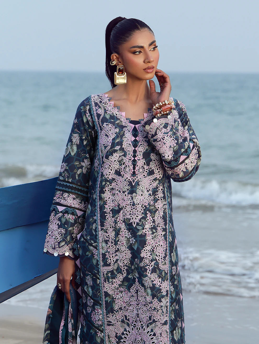 JADE FLORA PRINTED UNSTITCHED'26| AZURE ENCHANTMENT