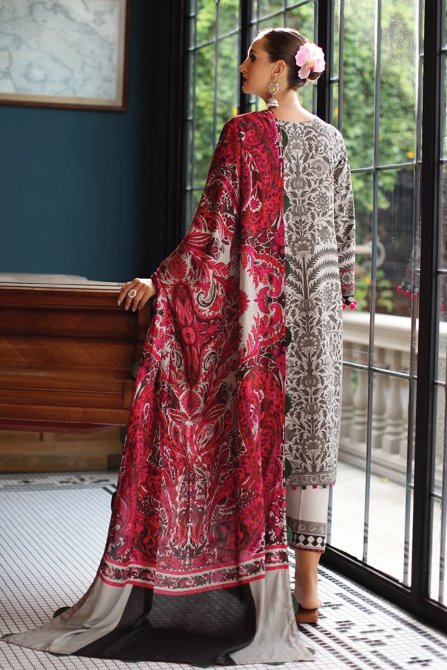 CHARIZMA C PRINT UNSTITCHED LINEN V1 COLLECTION'26| D9