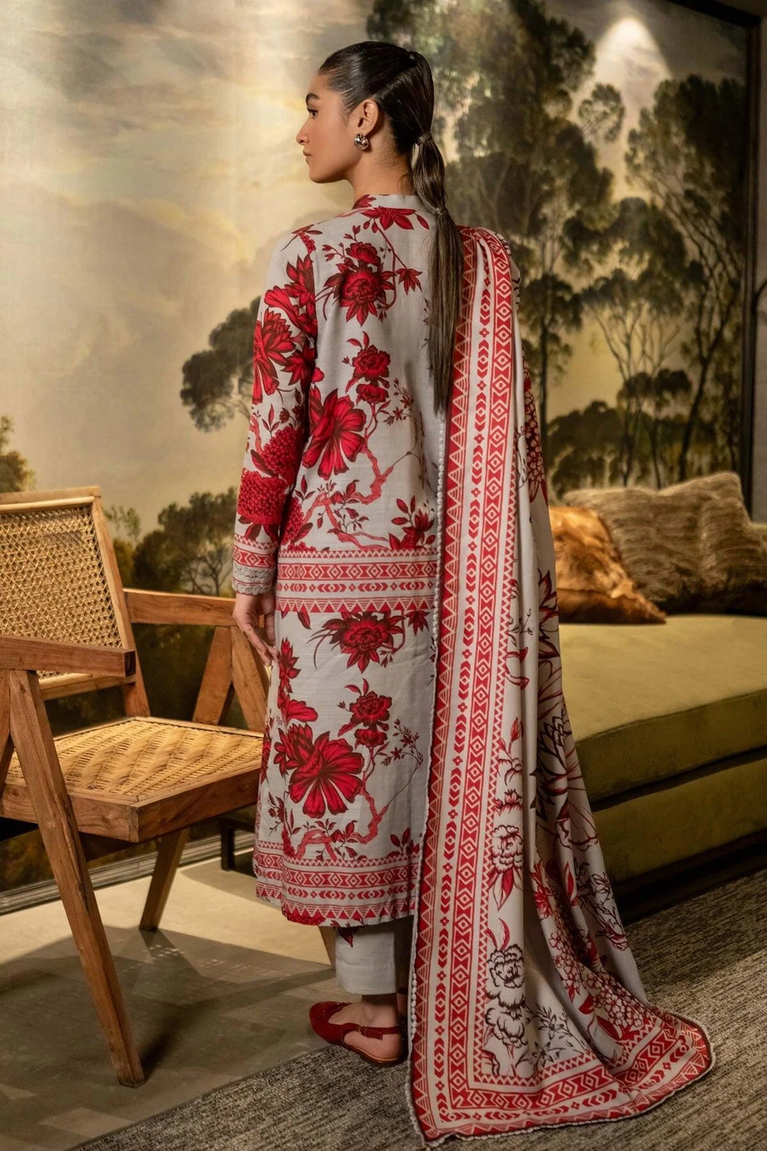 Mirage by M.Basics Unstitched Printed Linen Winter Suit | 503-A