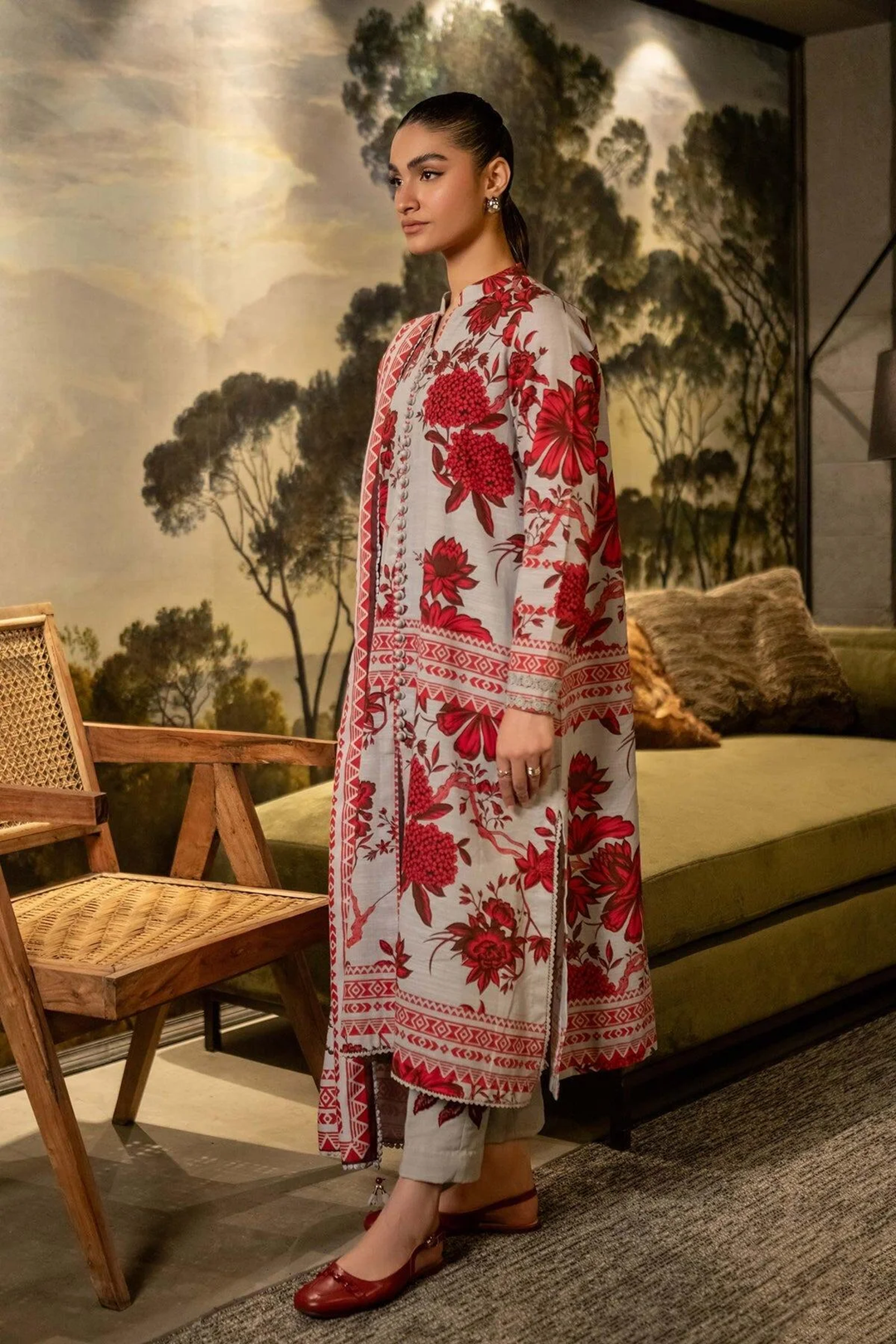 Mirage by M.Basics Unstitched Printed Linen Winter Suit | 503-A
