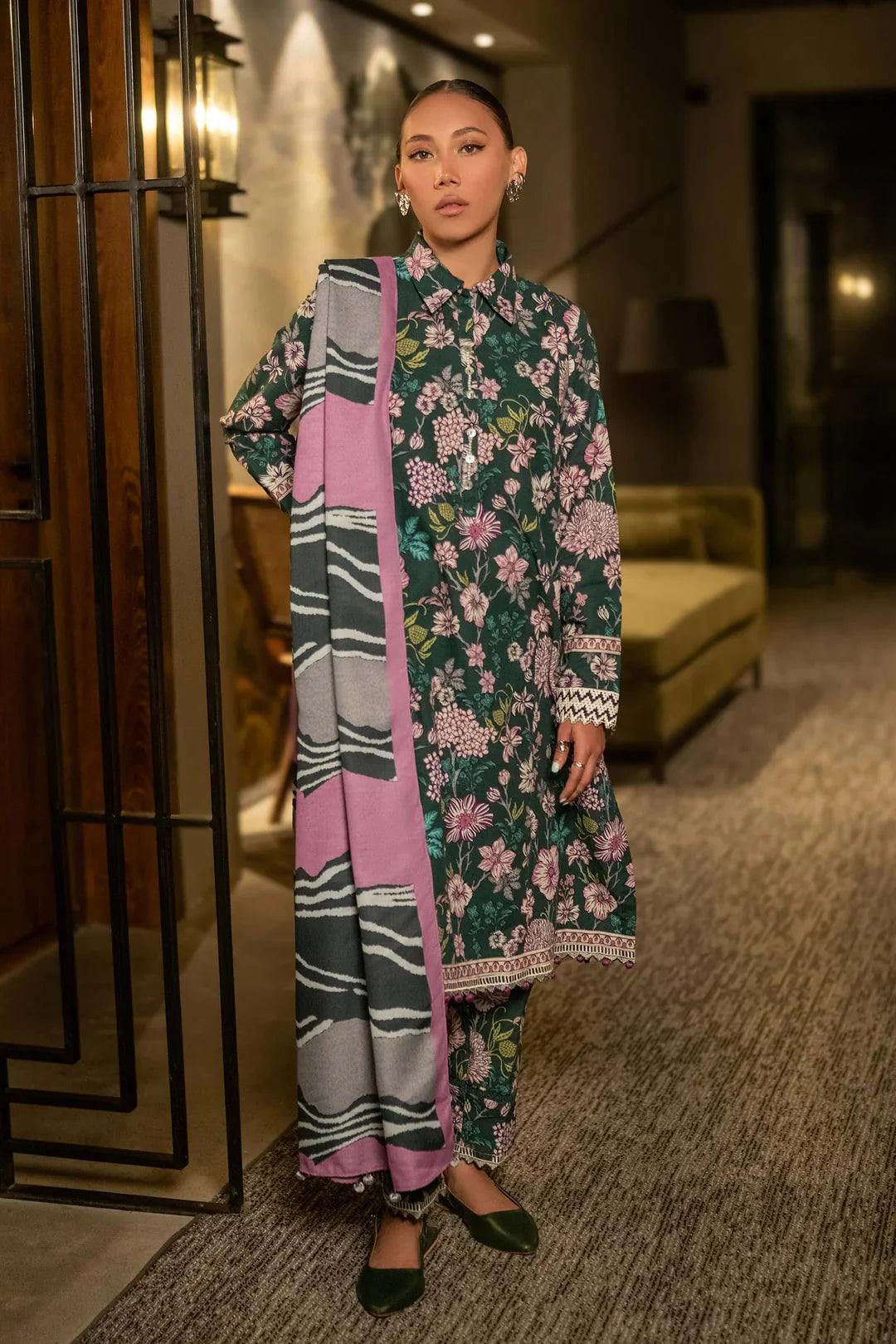 Mirage by M.Basics Unstitched Printed Linen Winter Suit | 504-B