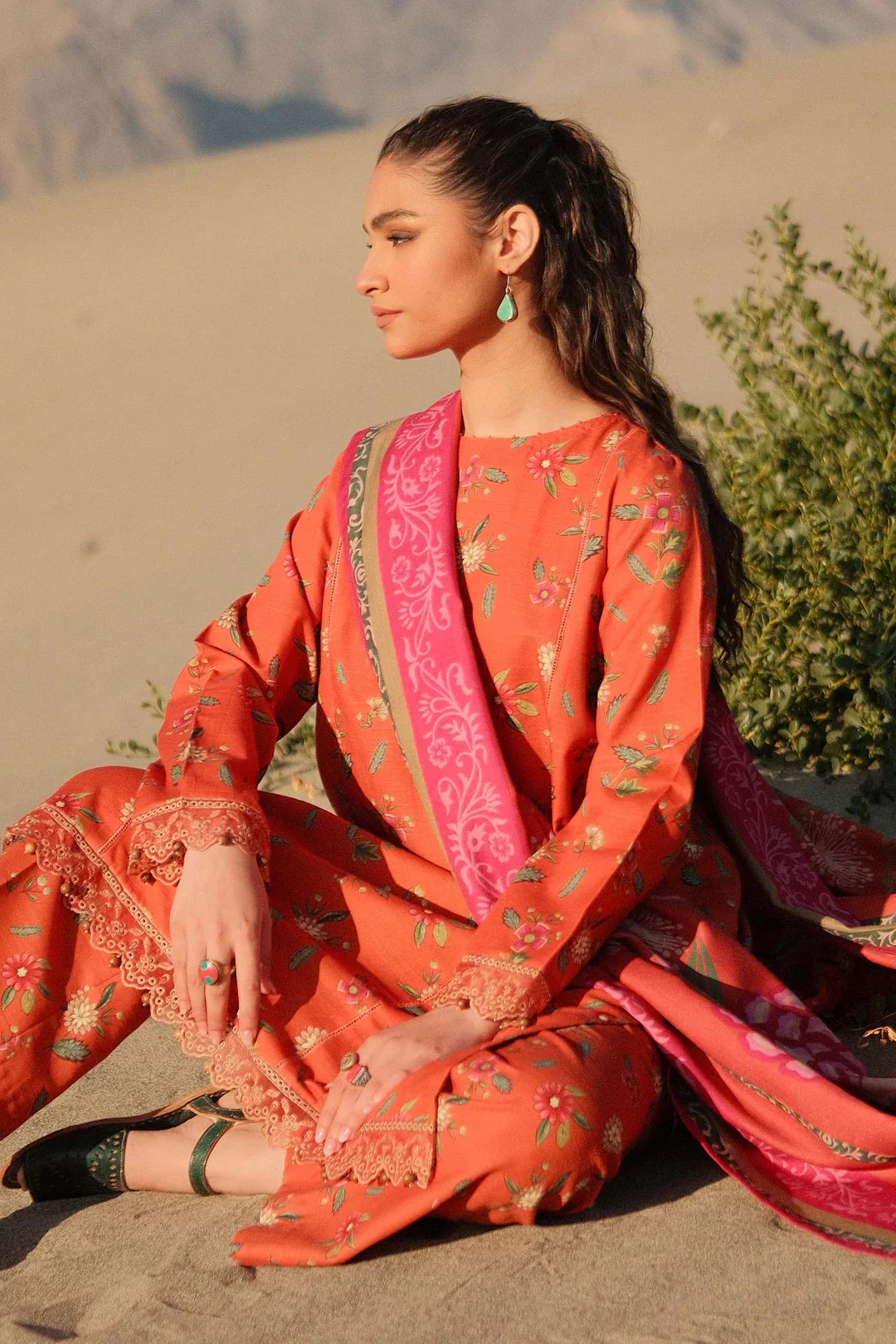 Mirage by M.Basics Unstitched Printed Linen Winter Suit | 505-B