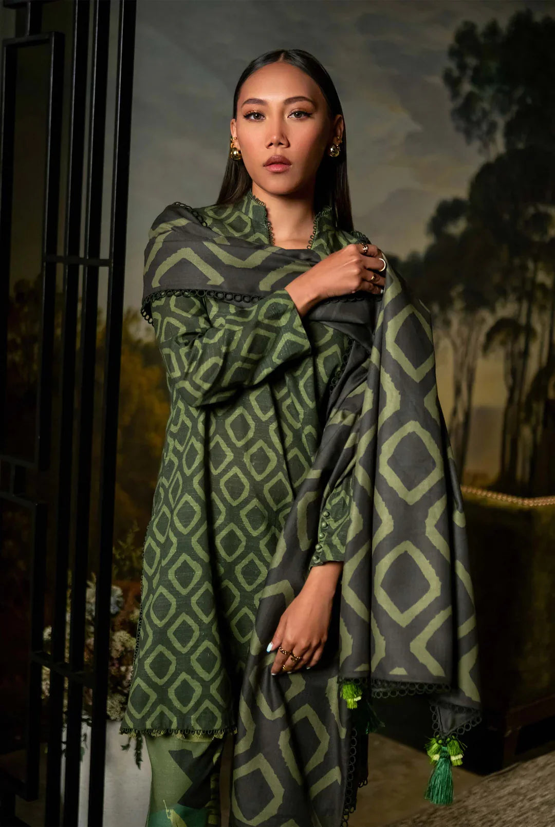 Mirage by M.Basics Unstitched Printed Linen Winter Suit | 506-A