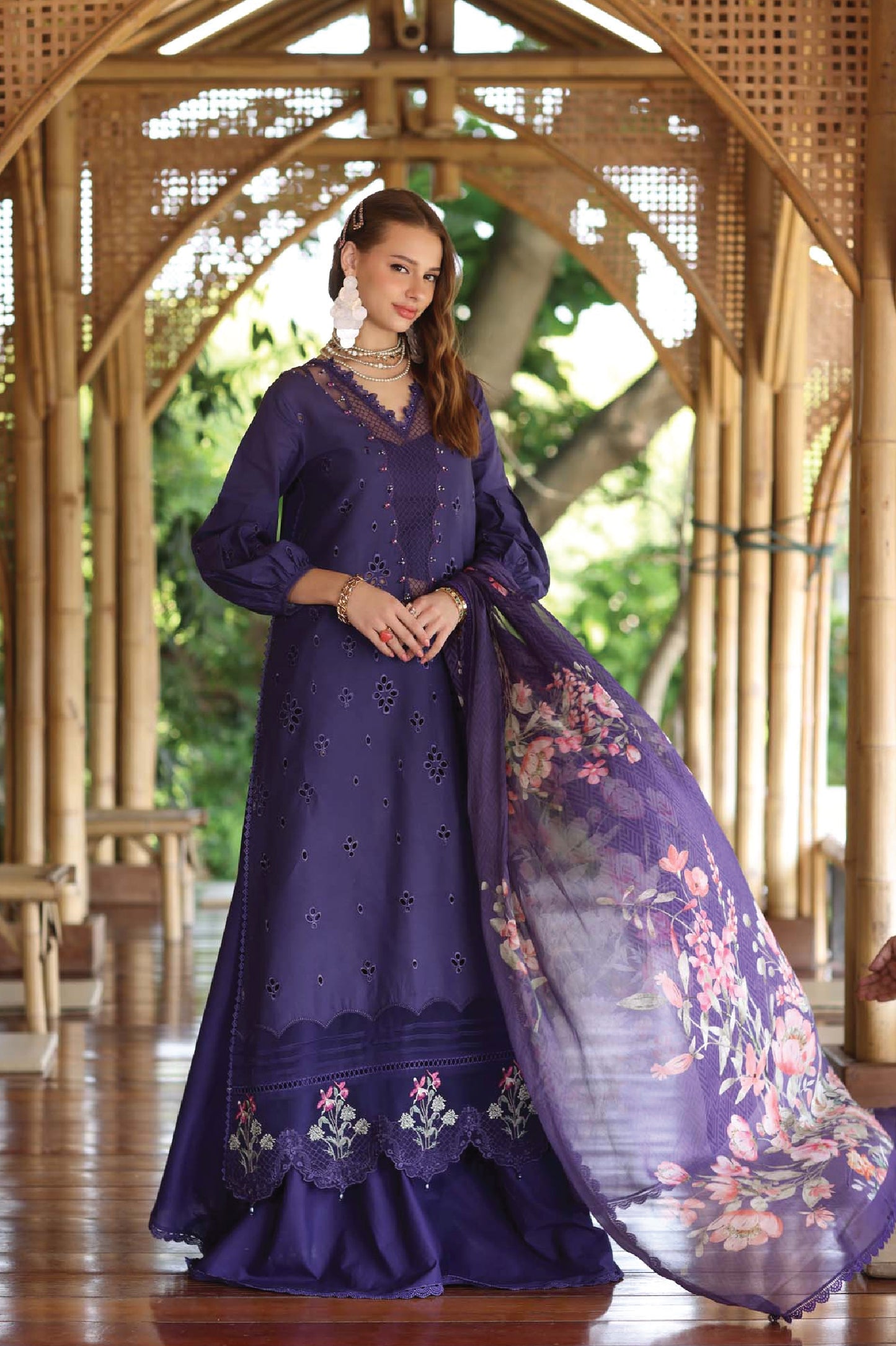 Noor Eid Unstitched Luxe Printedkari'25 | D7-B