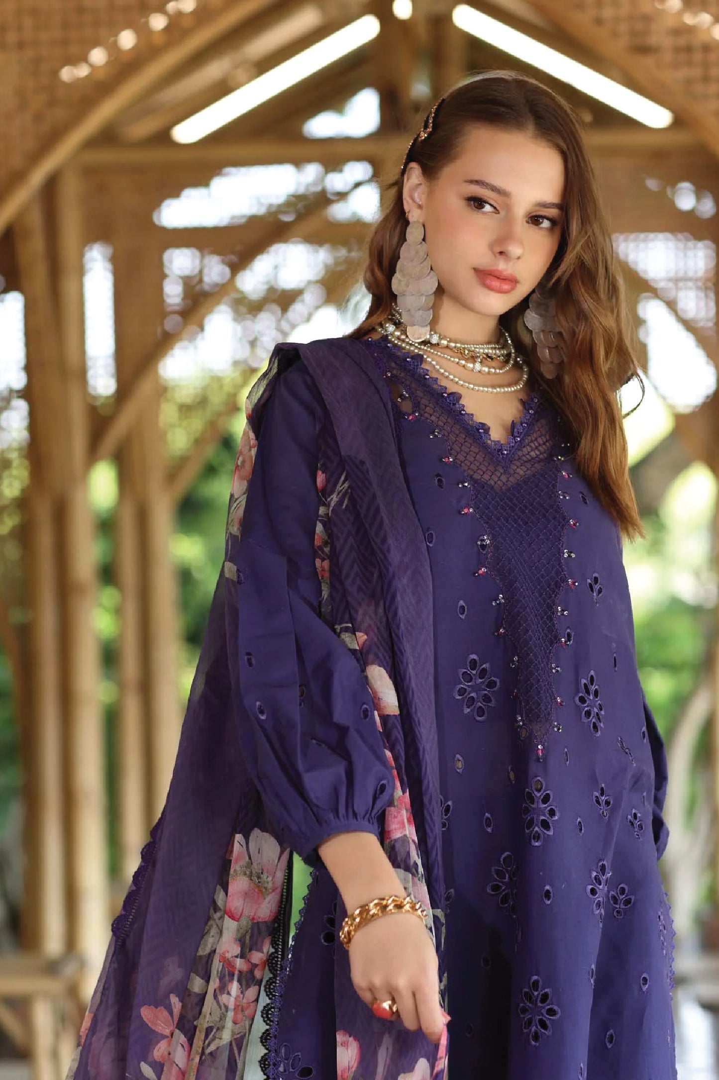 Noor Eid Unstitched Luxe Printedkari'25 | D7-B
