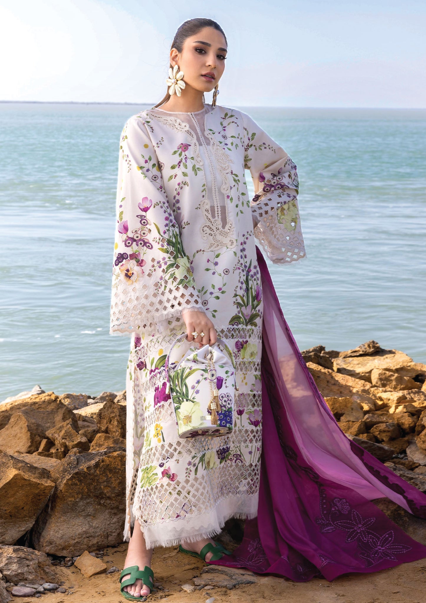 Flow by Crimson Luxury Lawn 25 | IVORY