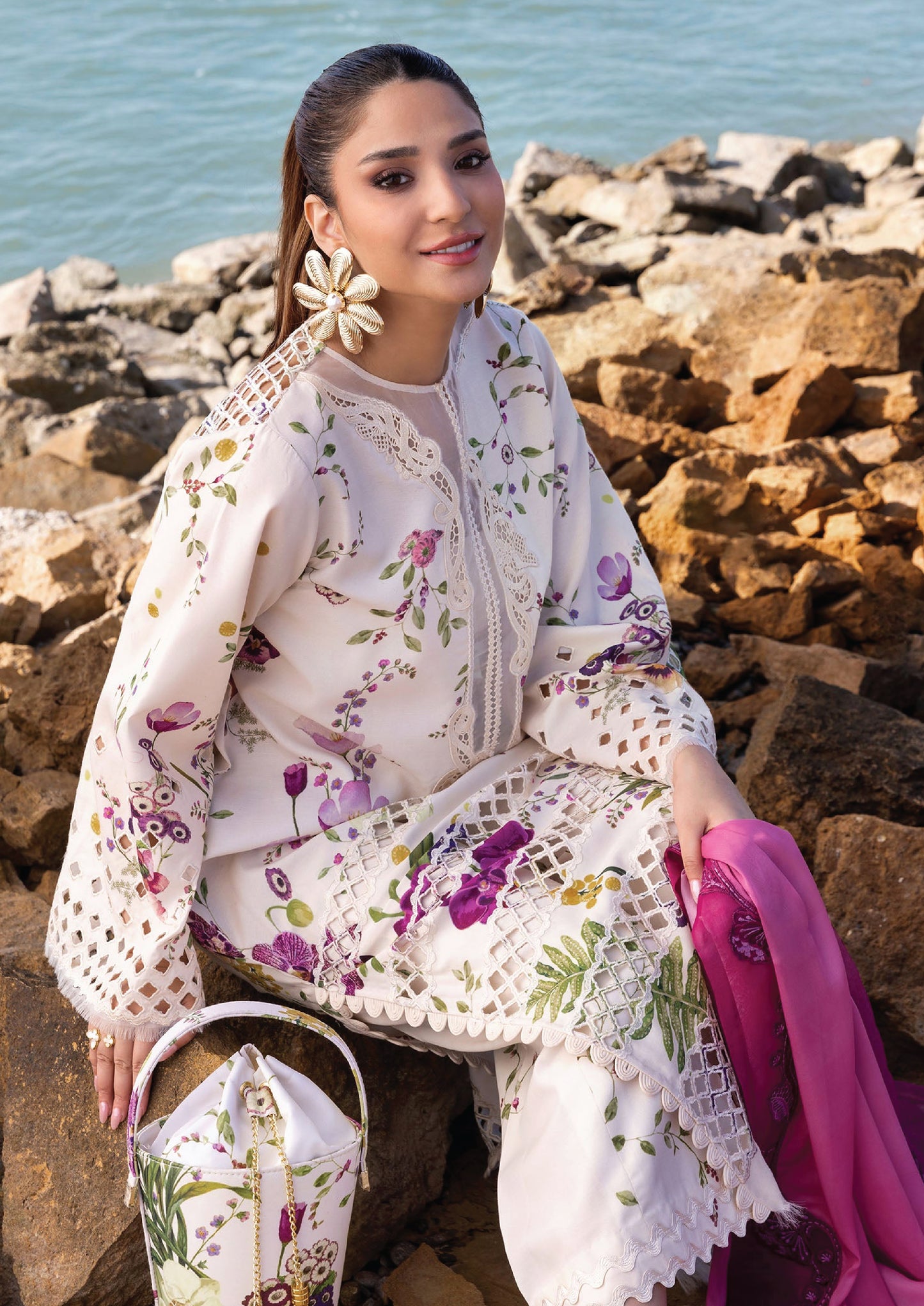 Flow by Crimson Luxury Lawn 25 | IVORY