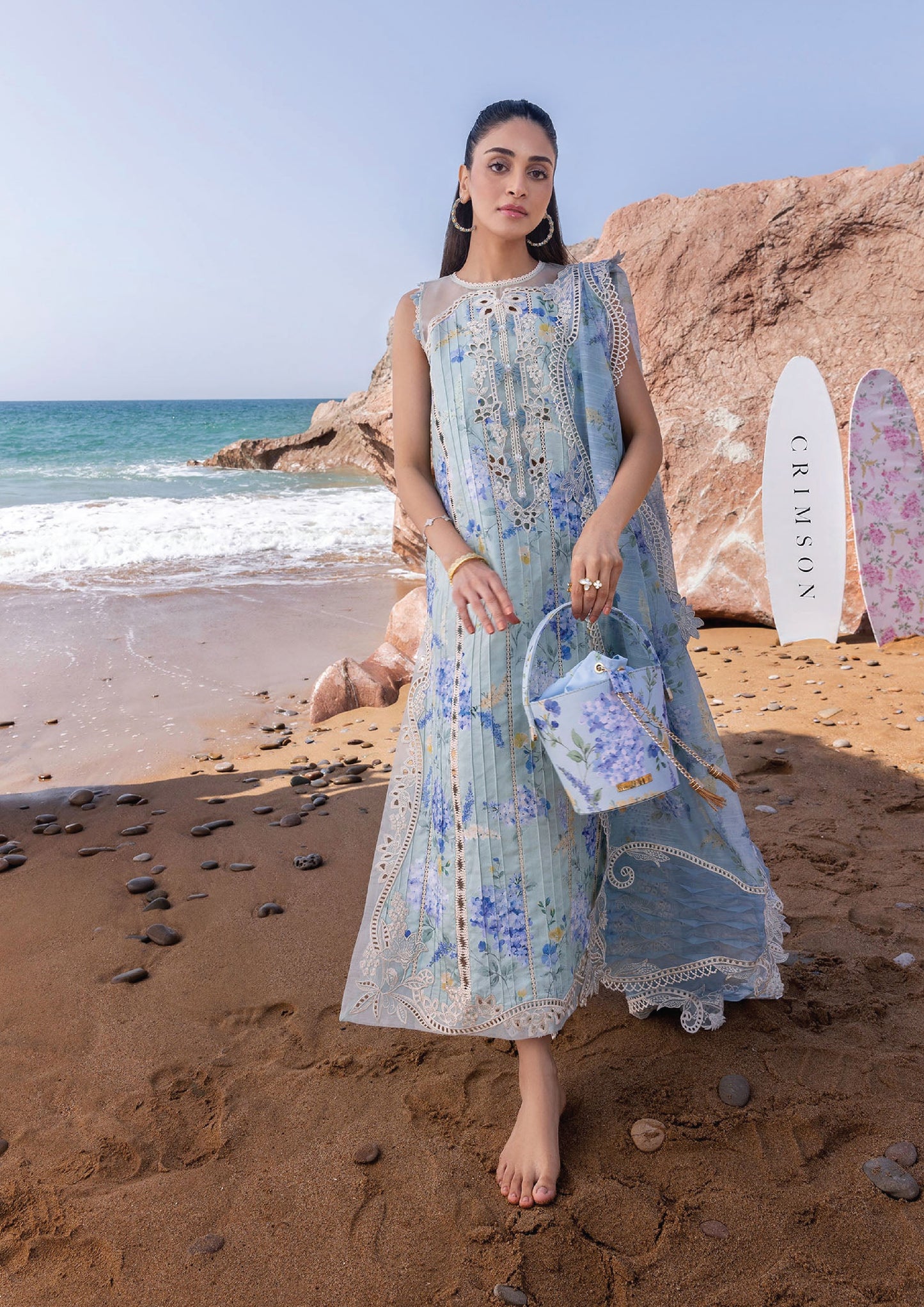 Flow by Crimson Luxury Lawn 25 | OCEAN BLUE