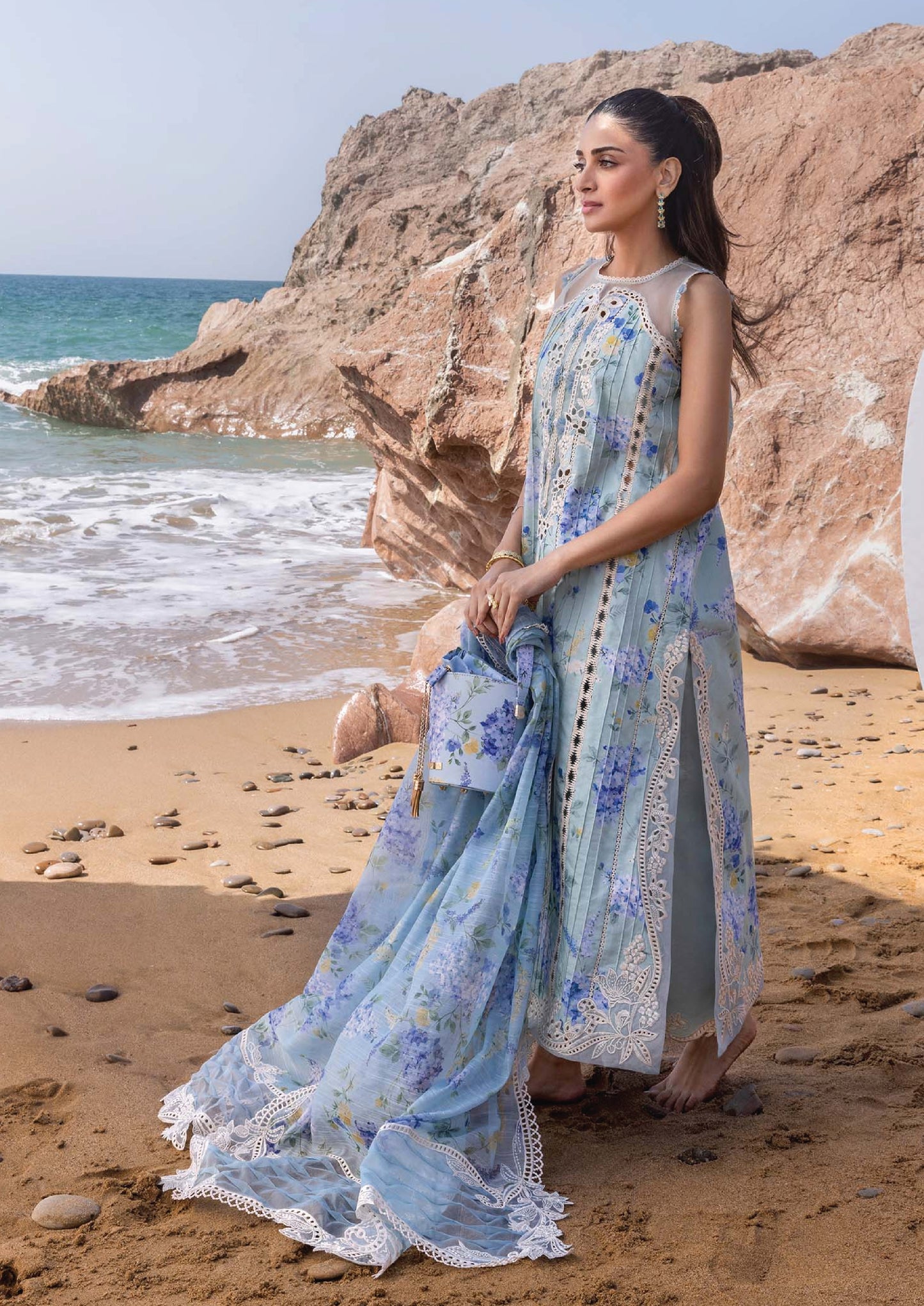 Flow by Crimson Luxury Lawn 25 | OCEAN BLUE