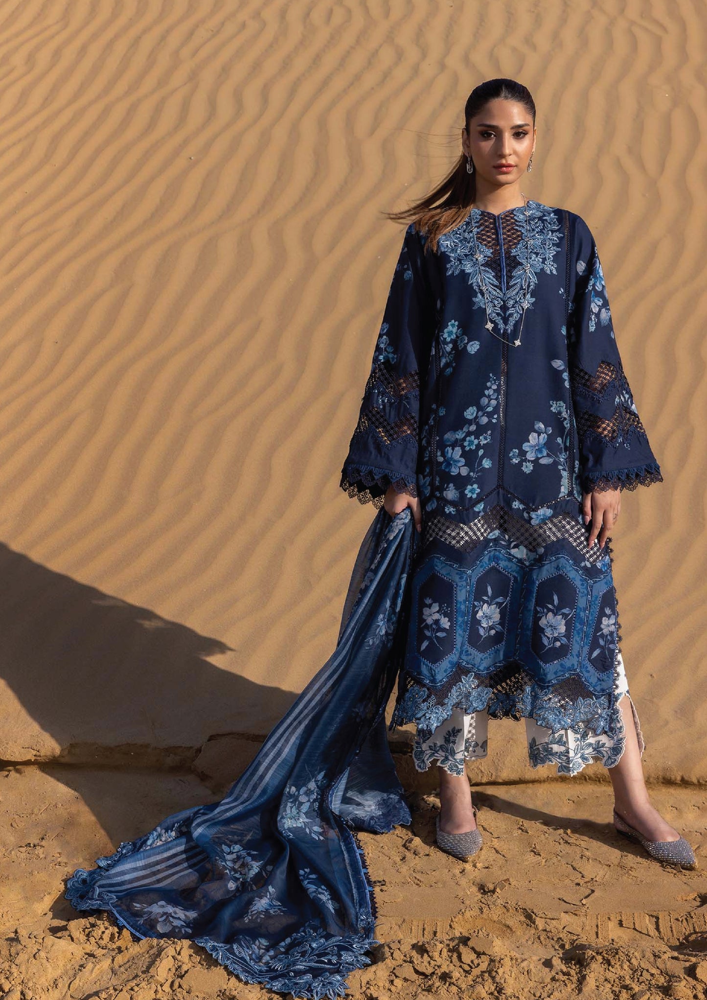 Flow by Crimson Luxury Lawn 25 | MOONLIGHT BLUE