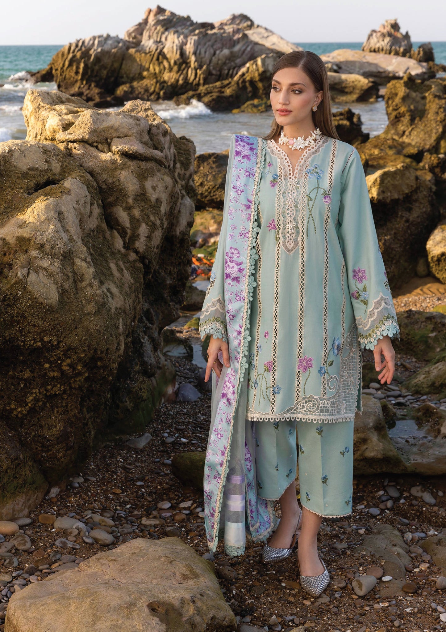 Flow by Crimson Luxury Lawn 25 | MORNING BLUE