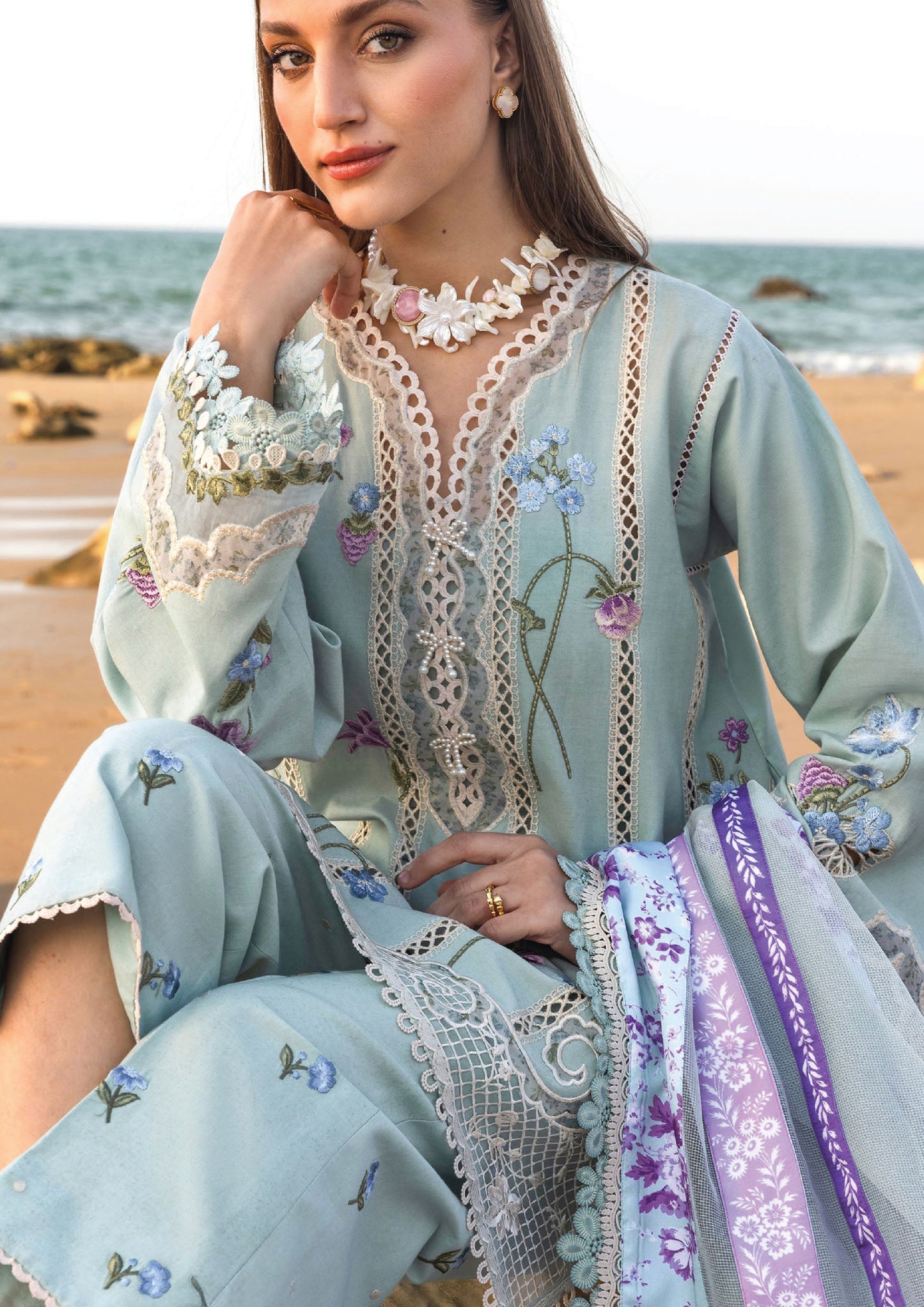 Flow by Crimson Luxury Lawn 25 | MORNING BLUE