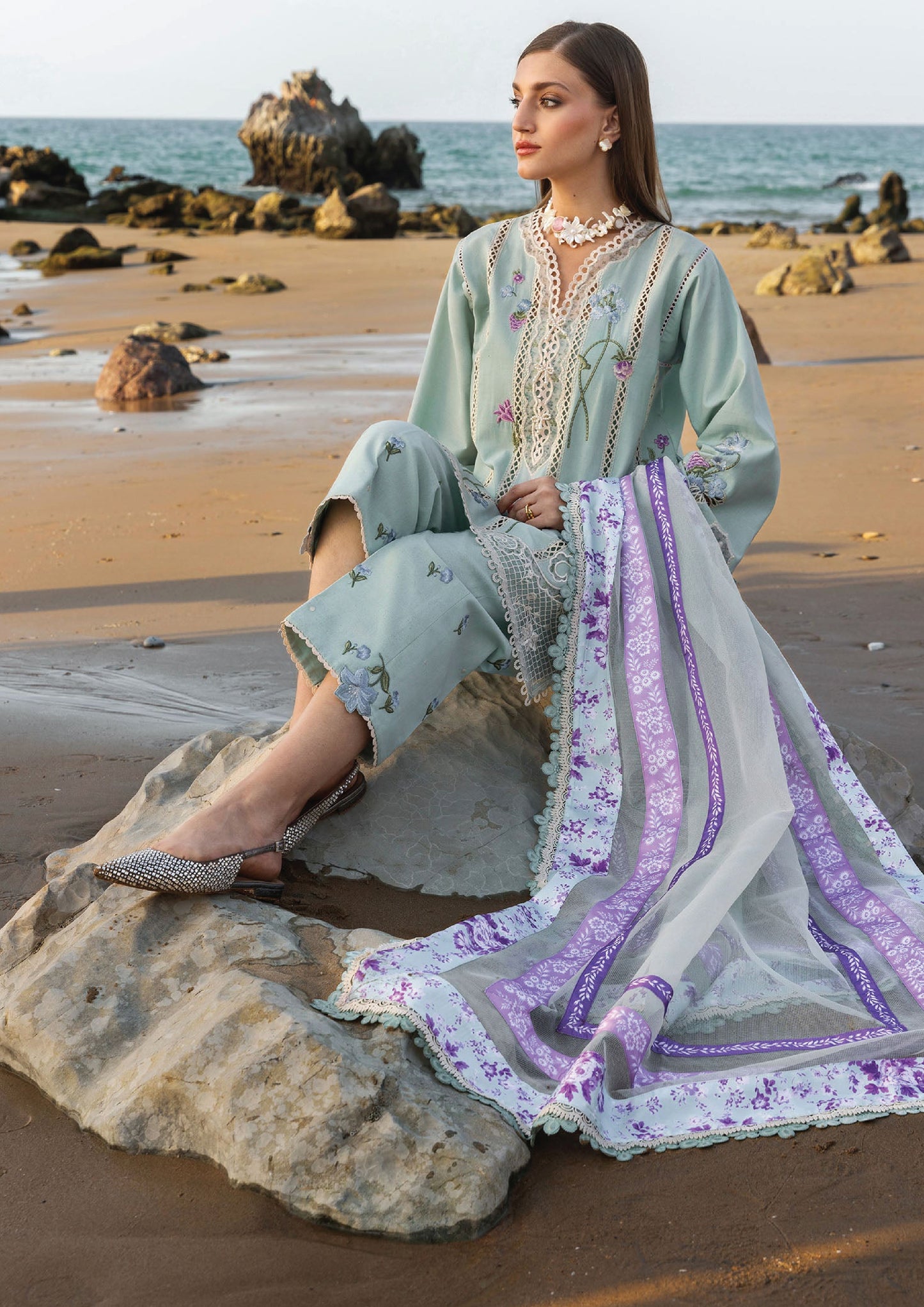Flow by Crimson Luxury Lawn 25 | MORNING BLUE
