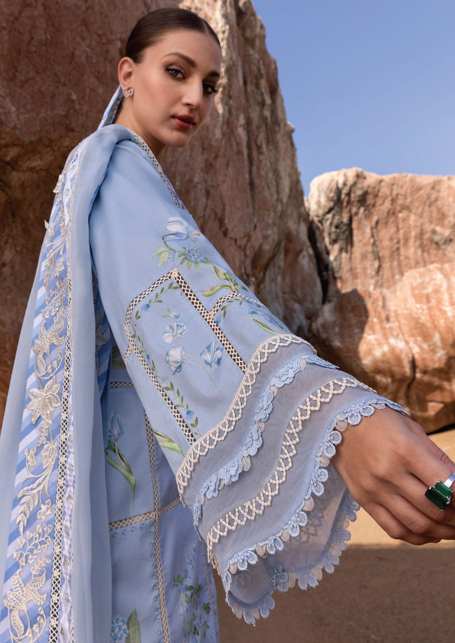 Flow by Crimson Luxury Lawn 25 | ICE BLUE
