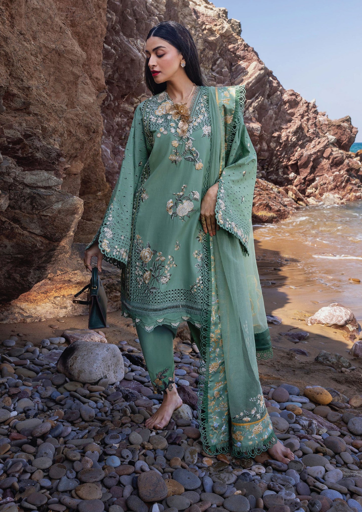 Flow by Crimson Luxury Lawn 25 | SAGE