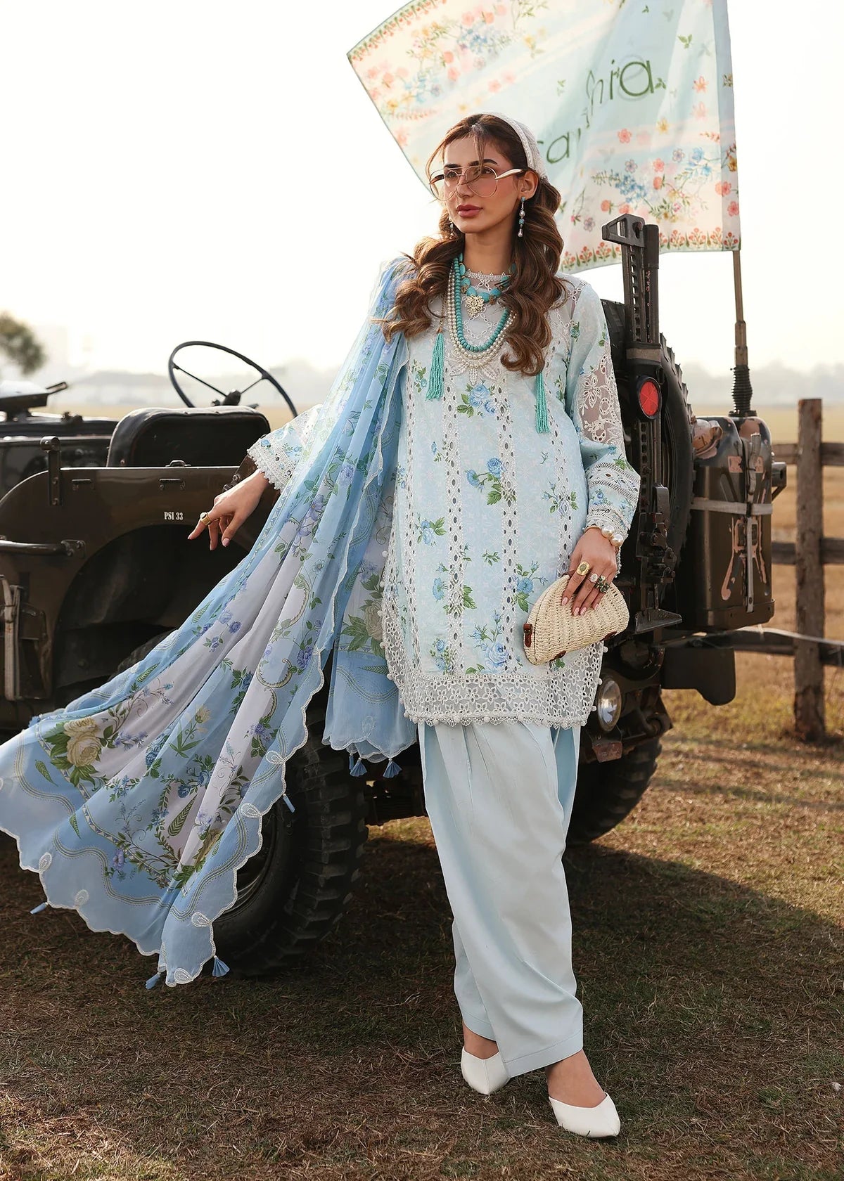 SARDINIA FESTIVE LUXURY LAWN UNSTITCHED'26| Sky Bells