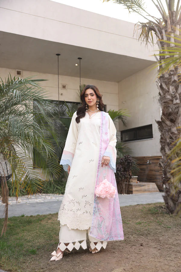 AYLIN LUXURY LAWN UNSTITCHED'26 | Ivory Rose