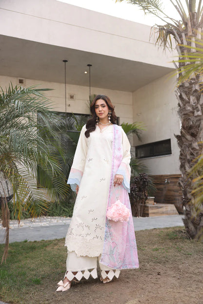 AYLIN LUXURY LAWN UNSTITCHED'26 | Ivory Rose