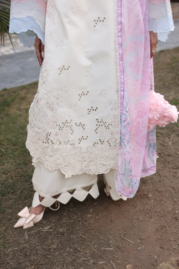AYLIN LUXURY LAWN UNSTITCHED'26 | Ivory Rose