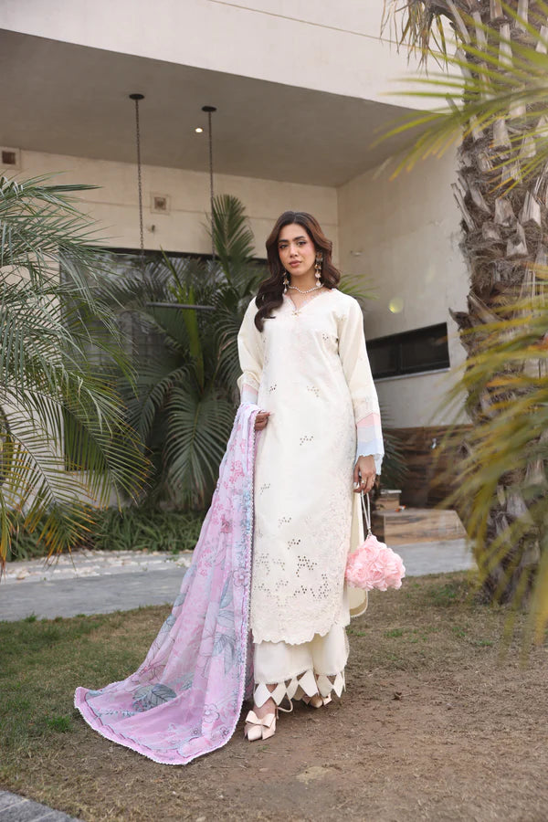 AYLIN LUXURY LAWN UNSTITCHED'26 | Ivory Rose