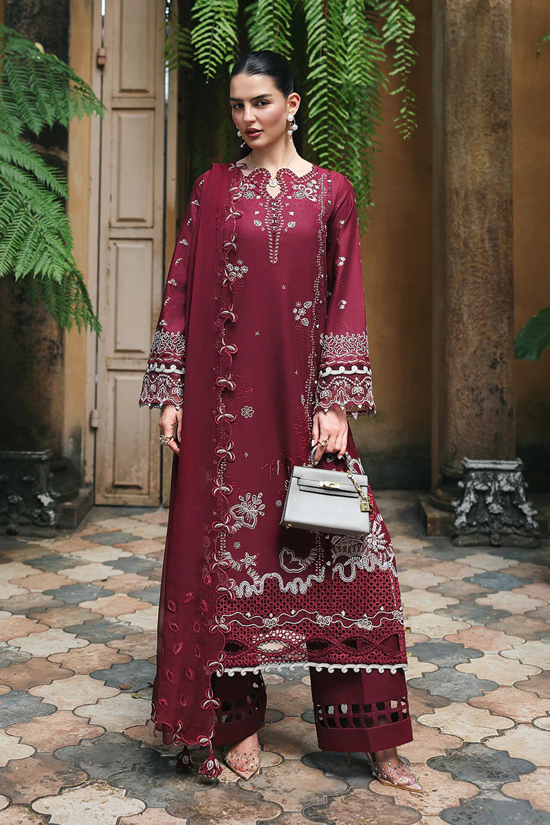 QALAMKAR QLINE LAWN DROP-1 UNSTITCHED'26 | GARNET