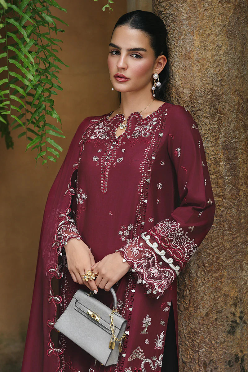 QALAMKAR QLINE LAWN DROP-1 UNSTITCHED'26 | GARNET