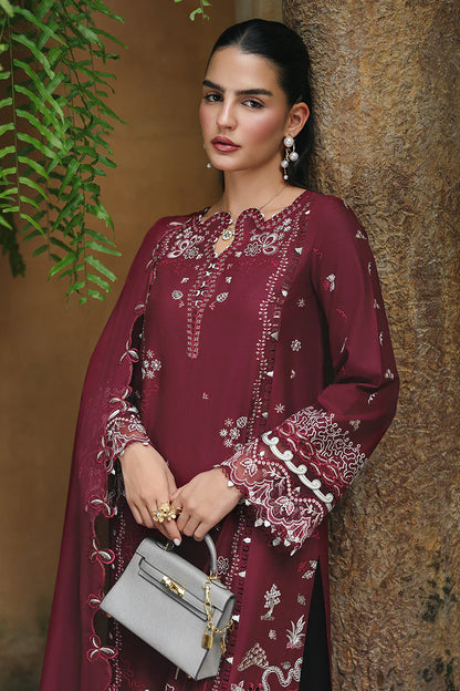 QALAMKAR QLINE LAWN DROP-1 UNSTITCHED'26 | GARNET