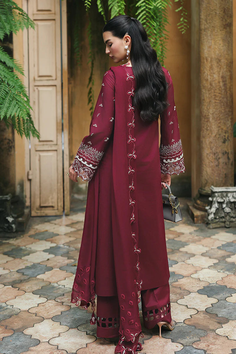 QALAMKAR QLINE LAWN DROP-1 UNSTITCHED'26 | GARNET