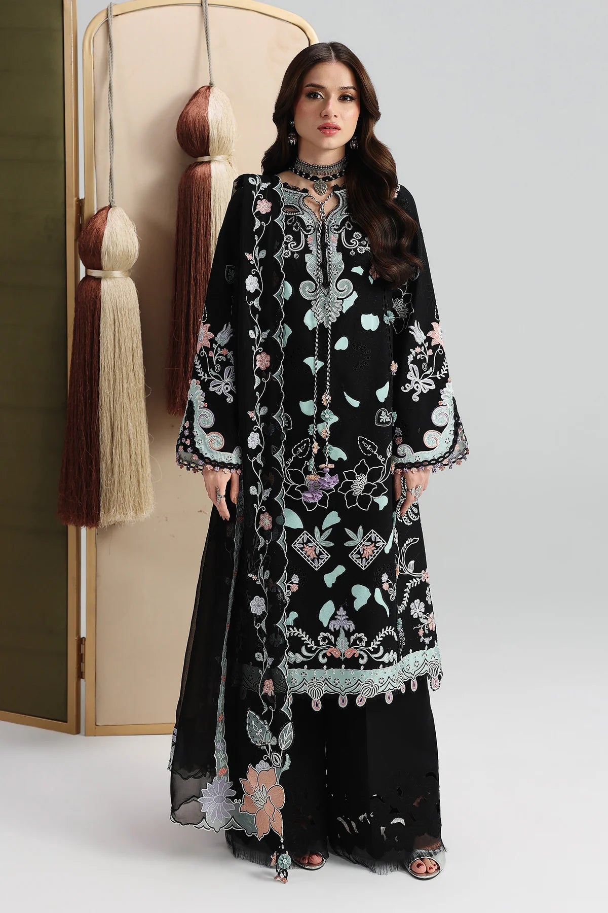 QALAMKAR FESTIVE LAWN UNSTITCHED '26 - QFL-12 (REHA)