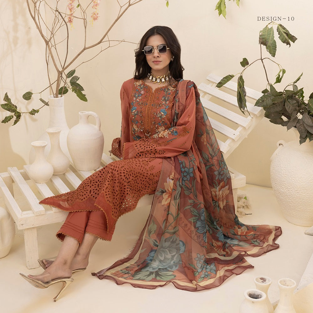 Zaria Unstitched Chikankari Lawn by Adan Libas Design 10