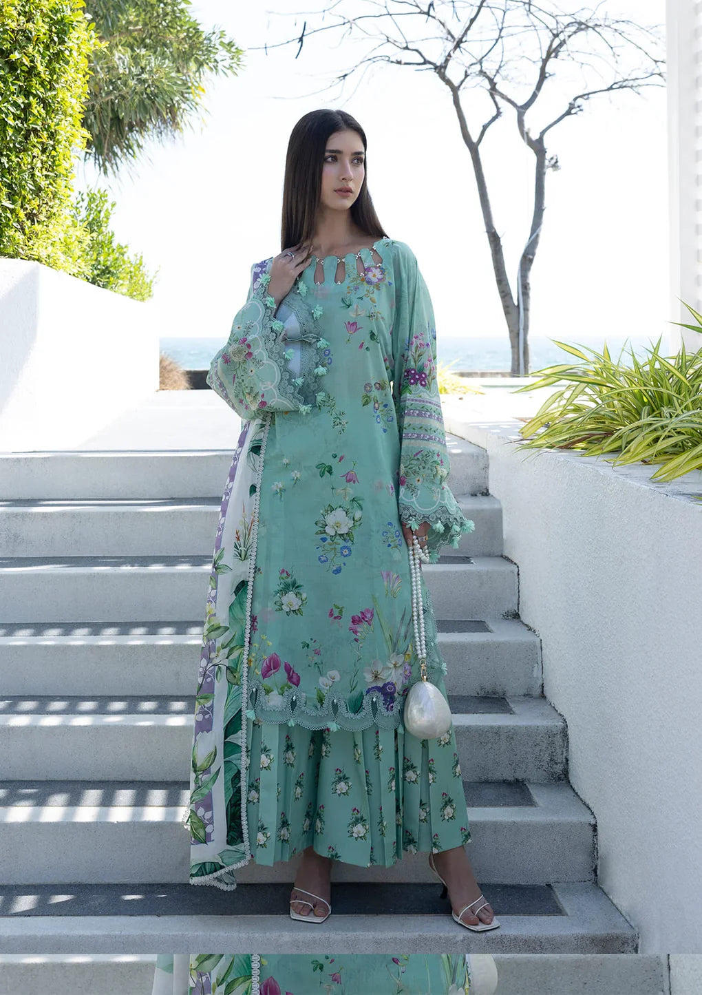 ELAF PRINTS UNSTITCHED COLLECTION'26 | EPN-7A TEAL ME