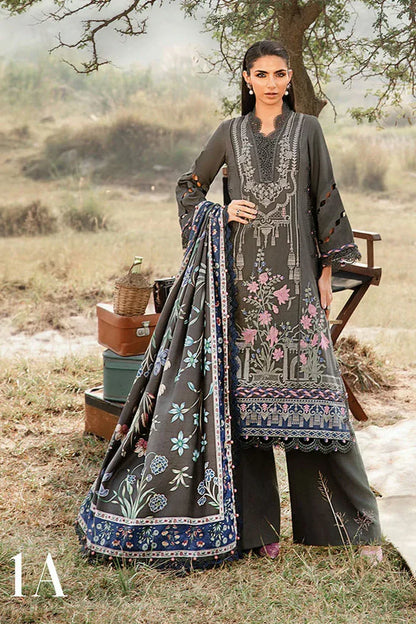 3Pc Maria B Unstitched M.print Pakistani Winter Suit - 1A