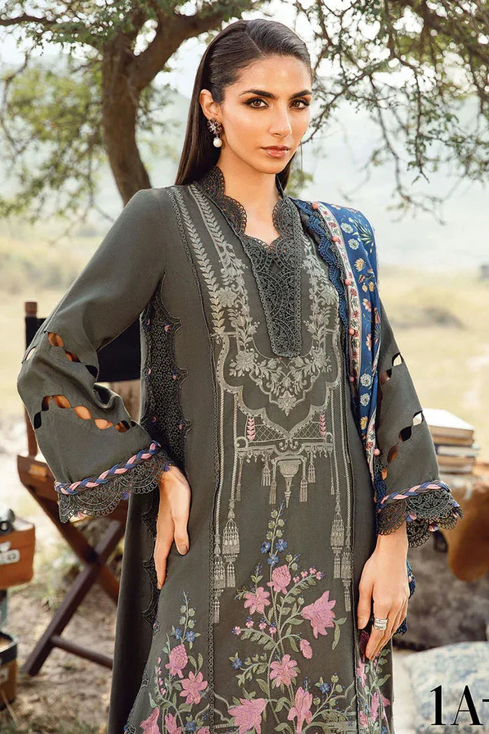 3Pc Maria B Unstitched M.print Pakistani Winter Suit - 1A