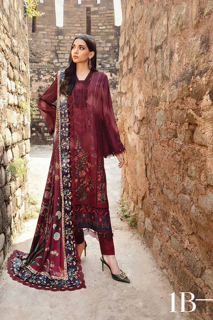 3Pc Maria B Unstitched M.print Pakistani Winter Suit - 1B