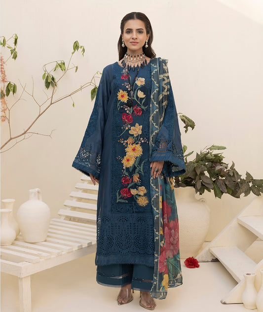 Zaria Unstitched Chikankari Lawn by Adan Libas Design 02