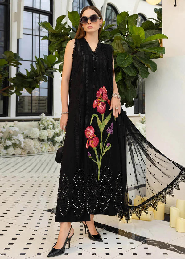 MARIA B LUXURY LAWN EID EDIT UNSTITCHED'26 - D10 (Pitch Black)