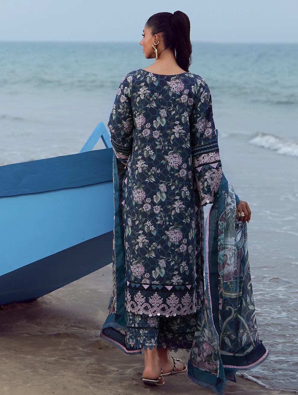 JADE FLORA PRINTED UNSTITCHED'26| AZURE ENCHANTMENT