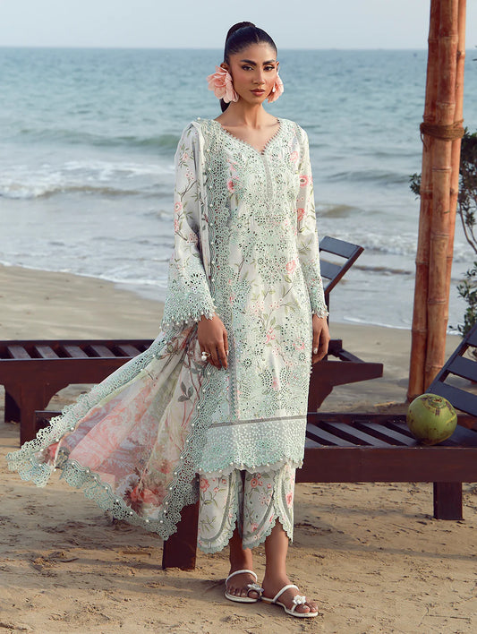 JADE FLORA PRINTED UNSTITCHED'26| SEAFOAM SERENITY