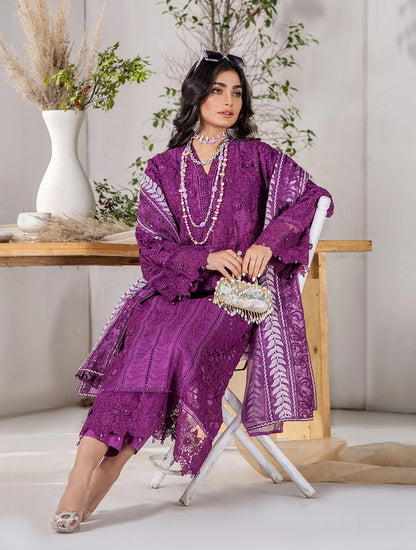 ZA Clothing Elizabeth Embroidered Semi Stitched Lawn - Orchid Opulence