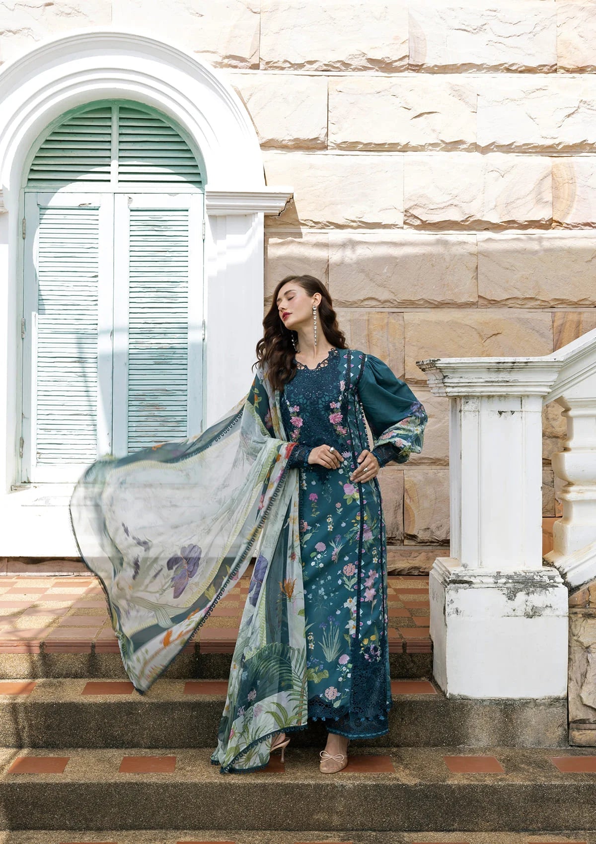 ELAF SIGNATURE EMBROIDERED UNSTITCHED'26| ESA-5A OCEANA VEIL