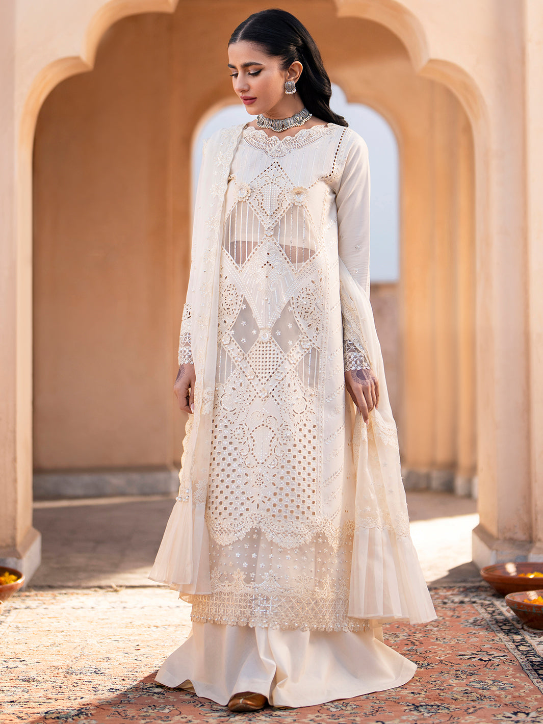 Binilyas DILBARO EMBROIDERED FESTIVE LAWN ’24 Collection 2024 – 401-A | 3 PC LUXURY LAWN