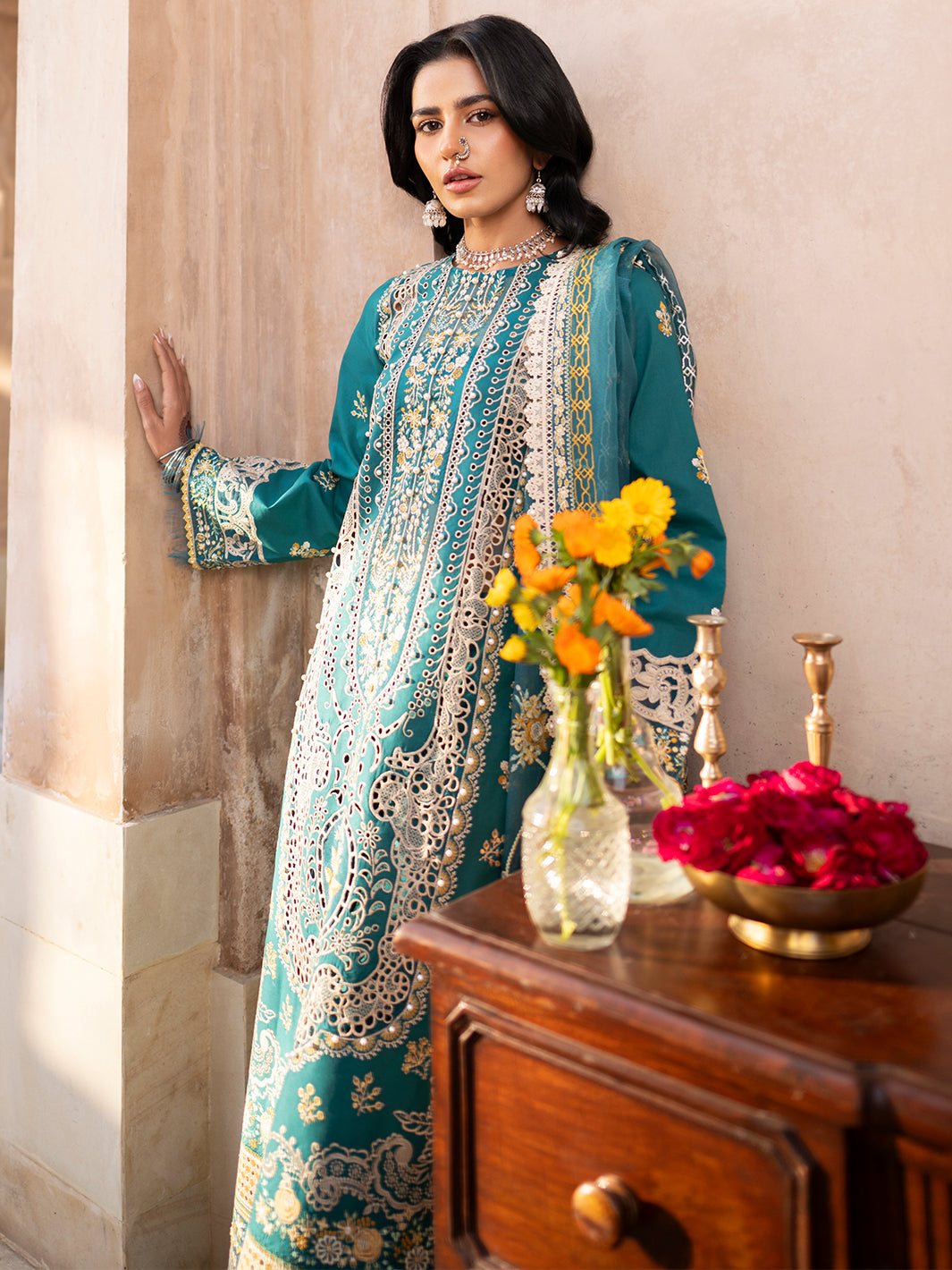 Binilyas DILBARO EMBROIDERED FESTIVE LAWN ’24 Collection 2024 – 404-B | 3 PC LUXURY LAWN