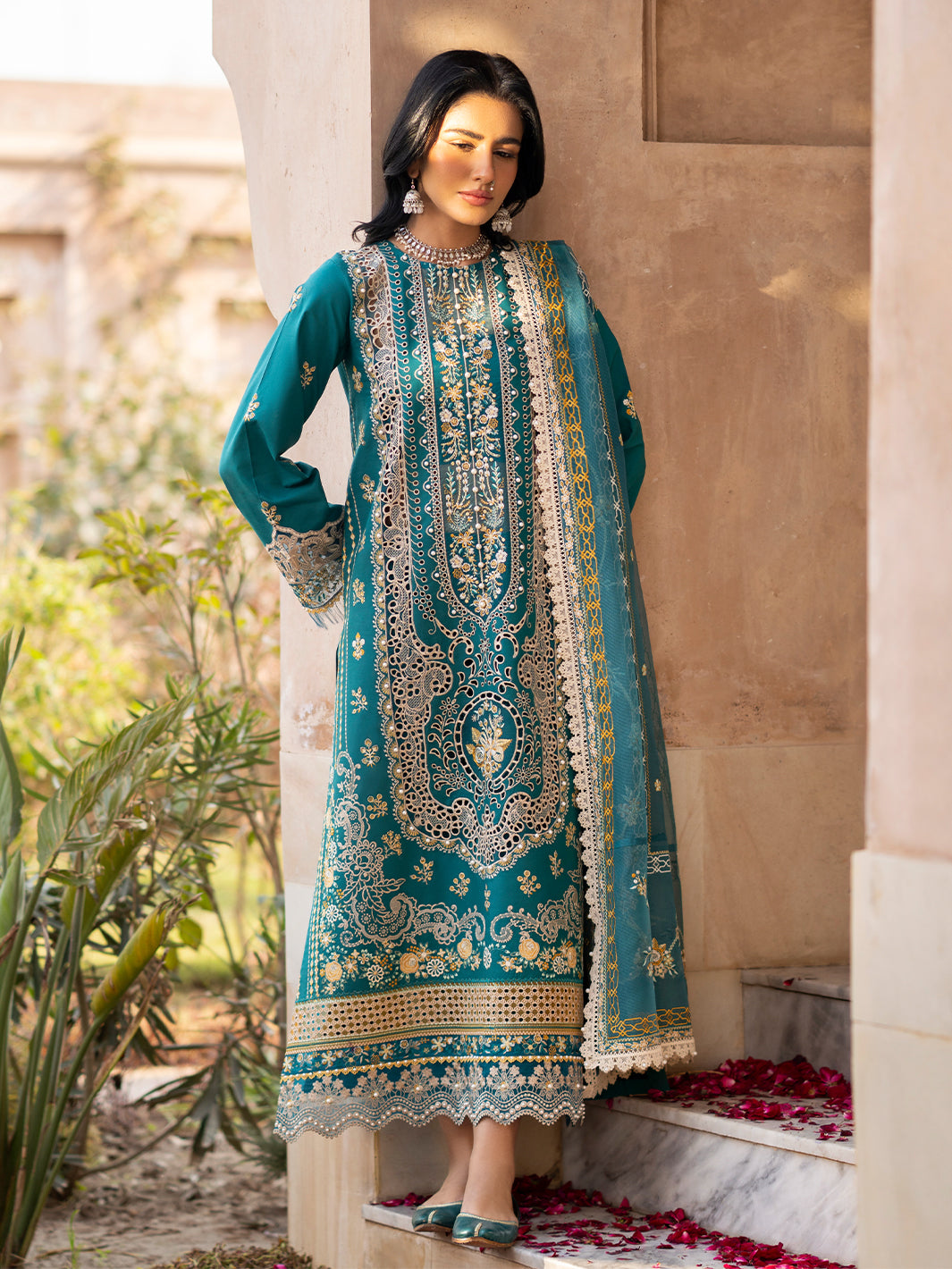 Binilyas DILBARO EMBROIDERED FESTIVE LAWN ’24 Collection 2024 – 404-B | 3 PC LUXURY LAWN