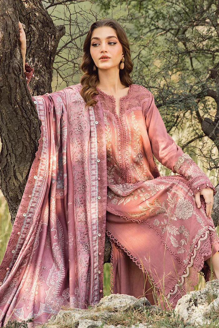 3Pc Maria B Unstitched M.print Pakistani Winter Suit - 4A