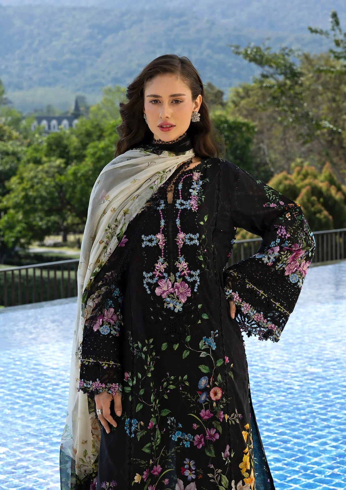 ELAF SIGNATURE EMBROIDERED UNSTITCHED'26| ESA-1B BLACK THRONE