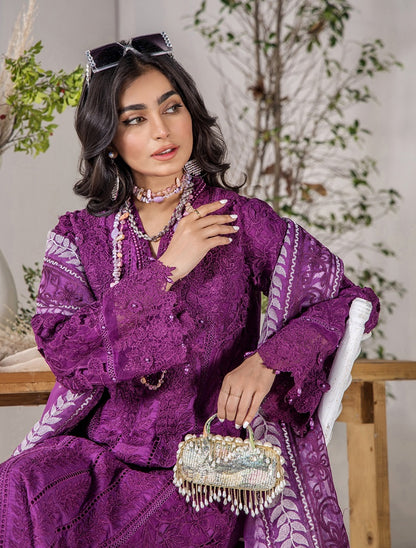 ZA Clothing Elizabeth Embroidered Semi Stitched Lawn - Orchid Opulence