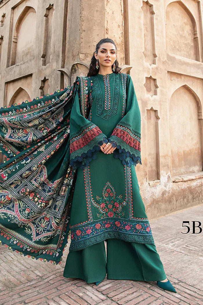 3Pc Maria B Unstitched M.print Pakistani Winter Suit - 5B