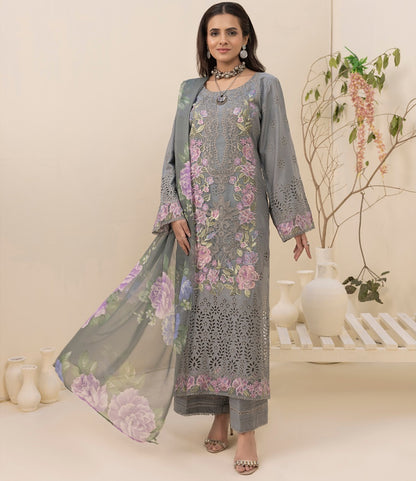 Zaria Unstitched Chikankari Lawn by Adan Libas Design 06