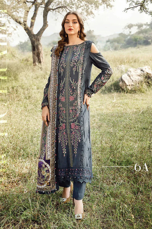 3Pc Maria B Unstitched M.print Pakistani Winter Suit - 6A