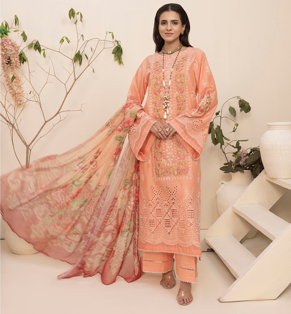 Zaria Unstitched Chikankari Lawn by Adan Libas Design 07